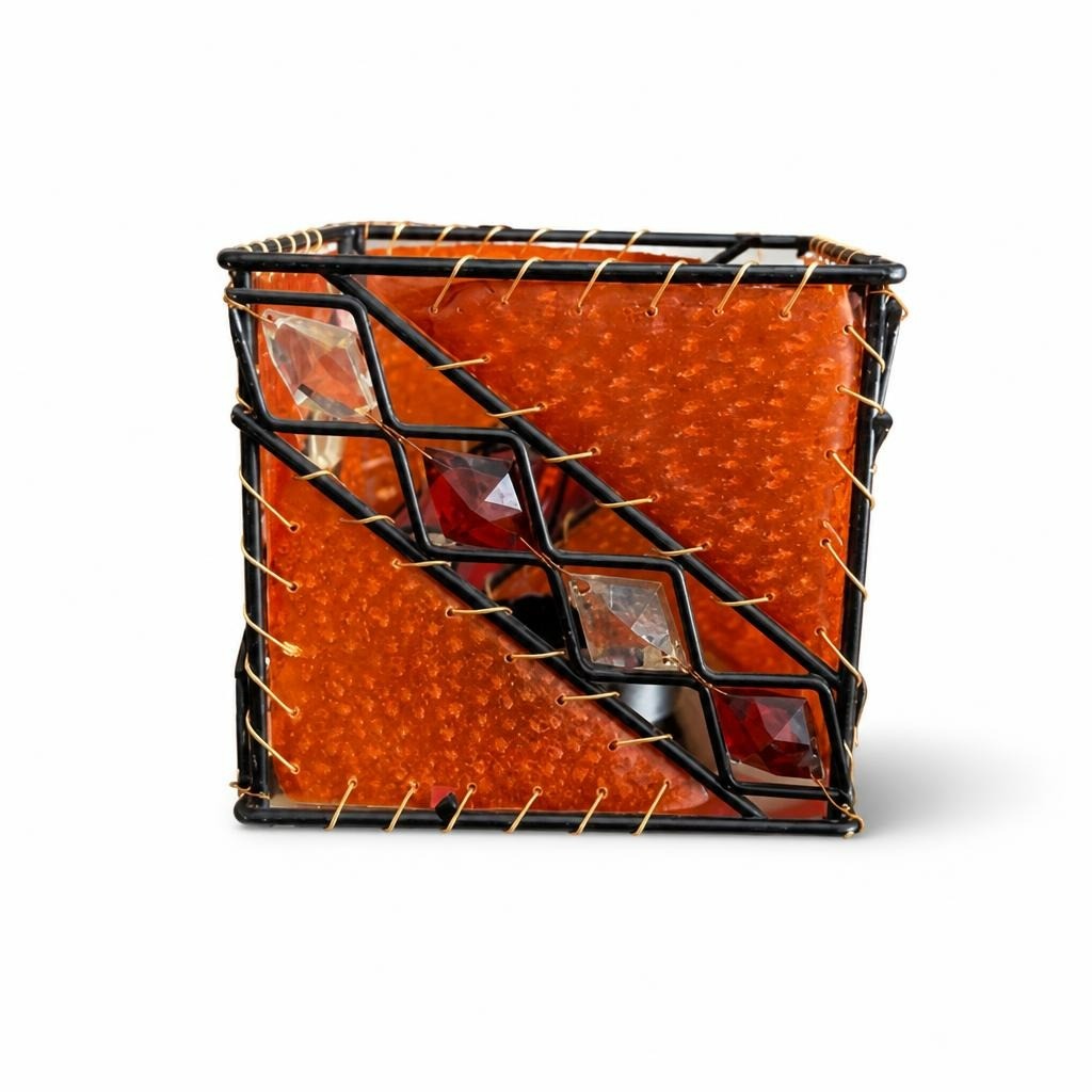 Amber Orange Wire & Leather Diamond Panel Side - pre-loved at Why Go Less, Lebanon