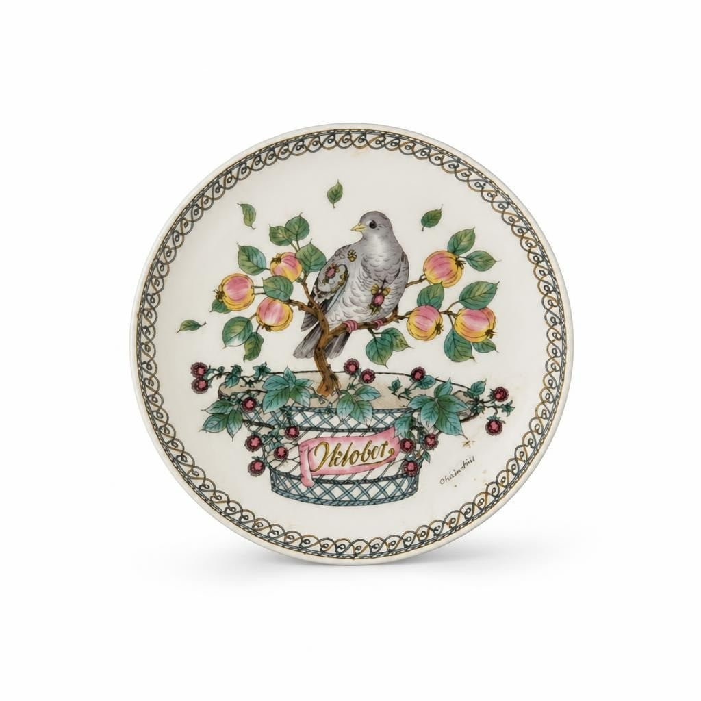 Oktober Collector Plate, Bird & Fruit Motif - pre-loved at Why Go Less, Lebanon