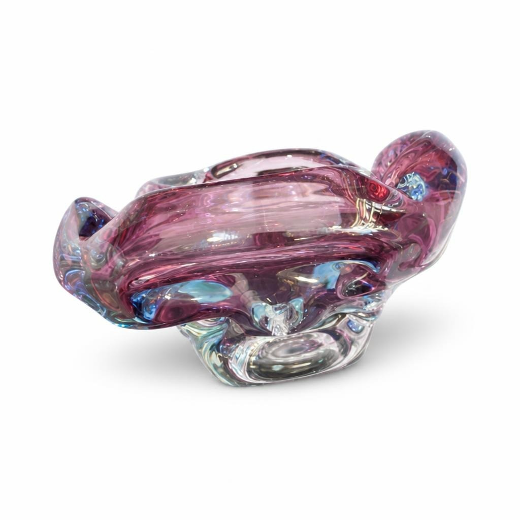 Vintage Murano-style Art Glass Bowl Purple Blue Swirl - pre-loved at Why Go Less, Lebanon