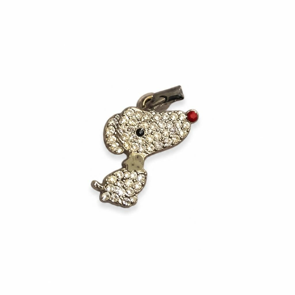 Crystal Rhinestone Snoopy Brooch Pin, Silver-tone - pre-loved at Why Go Less, Lebanon