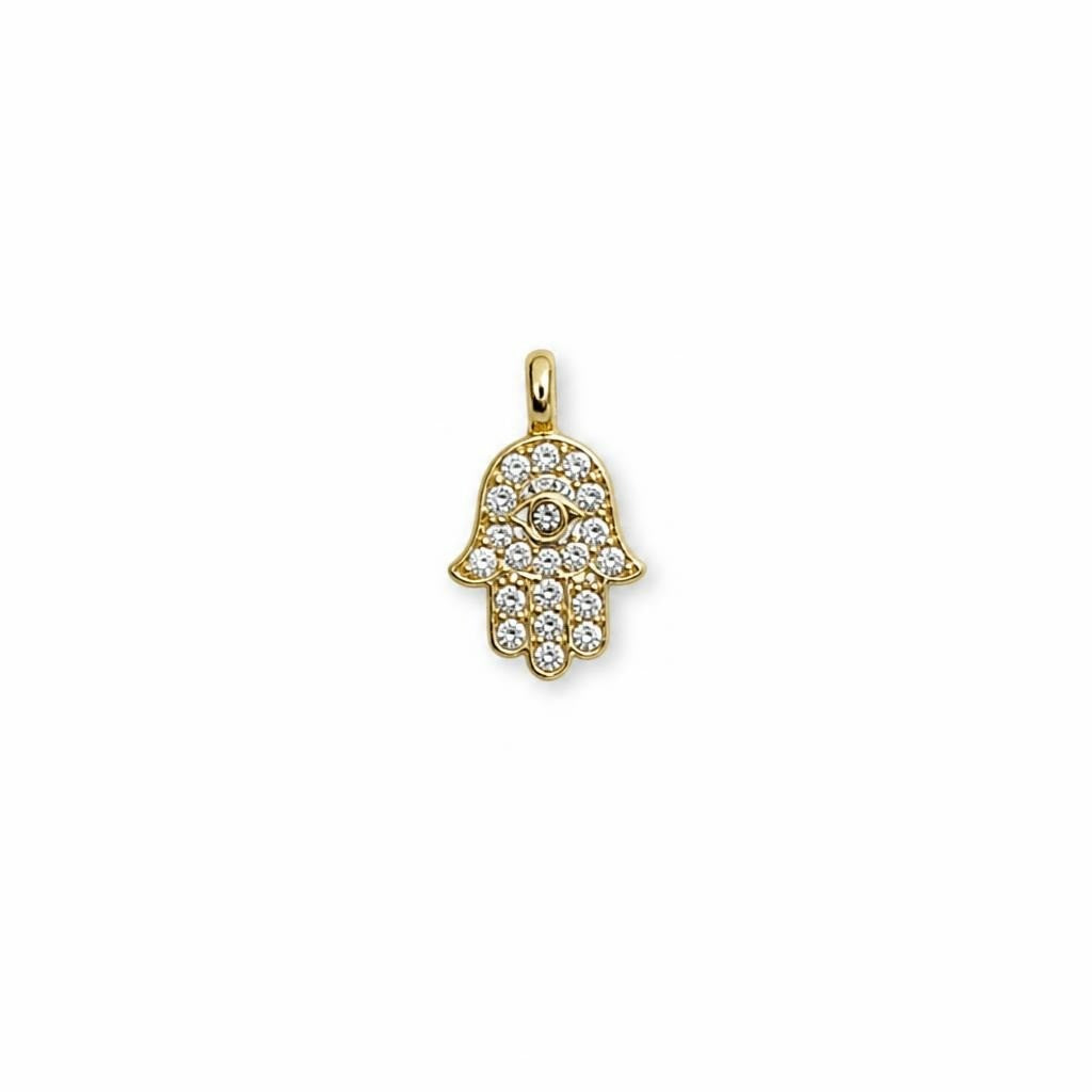 Gold-tone Hamsa Hand Crystal Charm Pendant - pre-loved at Why Go Less, Lebanon