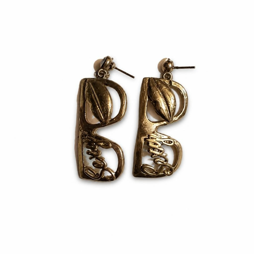 Gold-tone Sunglasses Motif Drop Earrings - pre-loved at Why Go Less, Lebanon