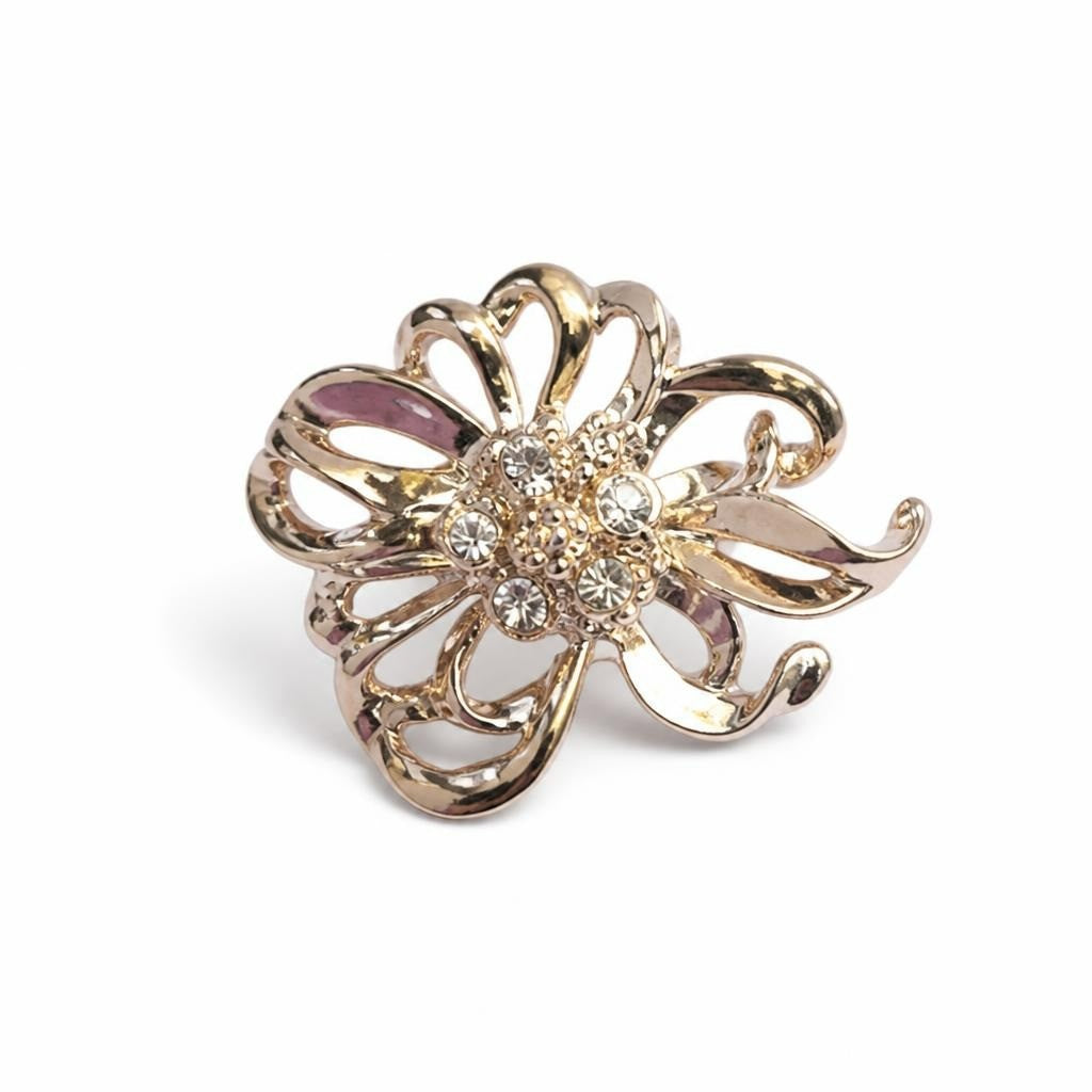 Gold-tone Floral Crystal Ring - pre-loved at Why Go Less, Lebanon