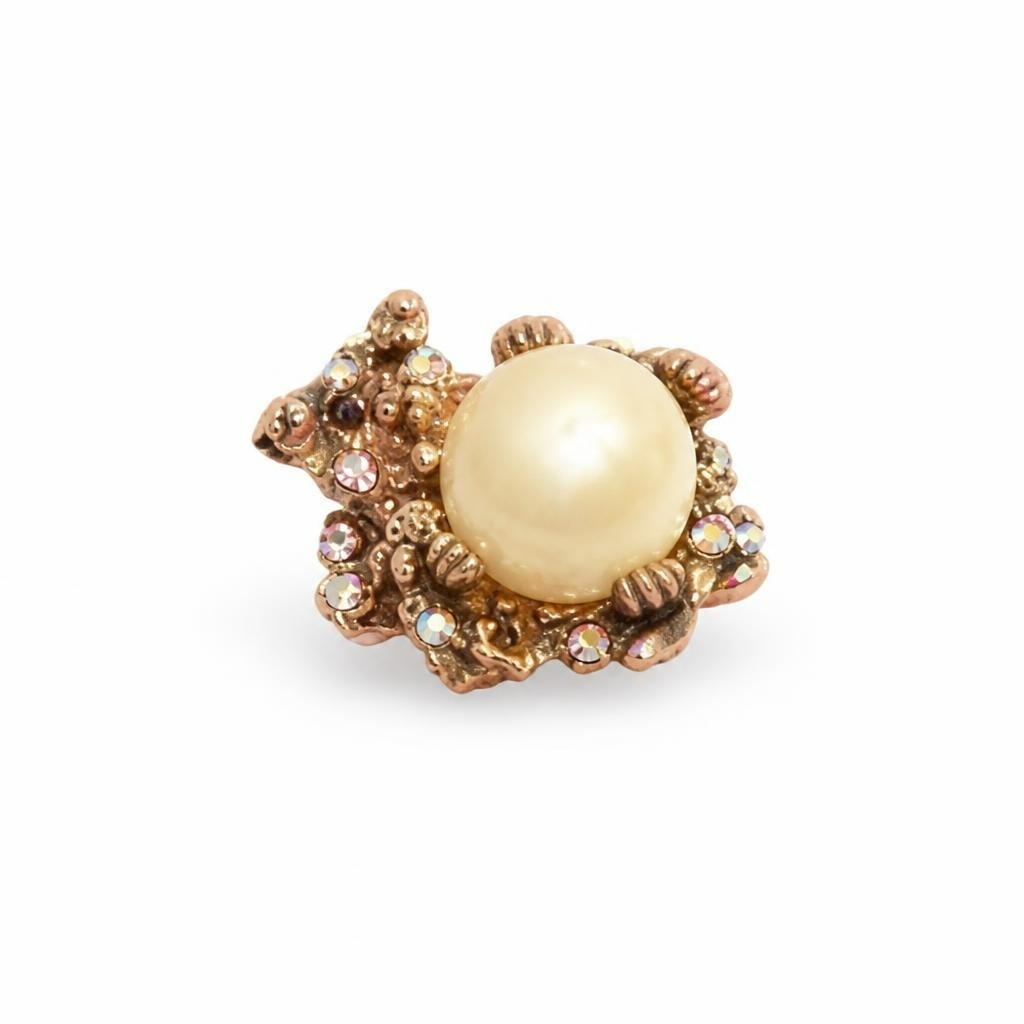 Pearl and Crystal Gold-tone Cocktail Ring - pre-loved at Why Go Less, Lebanon