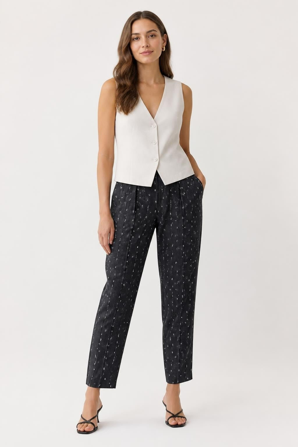 Dark Grey Paisley Pinstripe Trousers, Men - pre-loved at Why Go Less, Lebanon