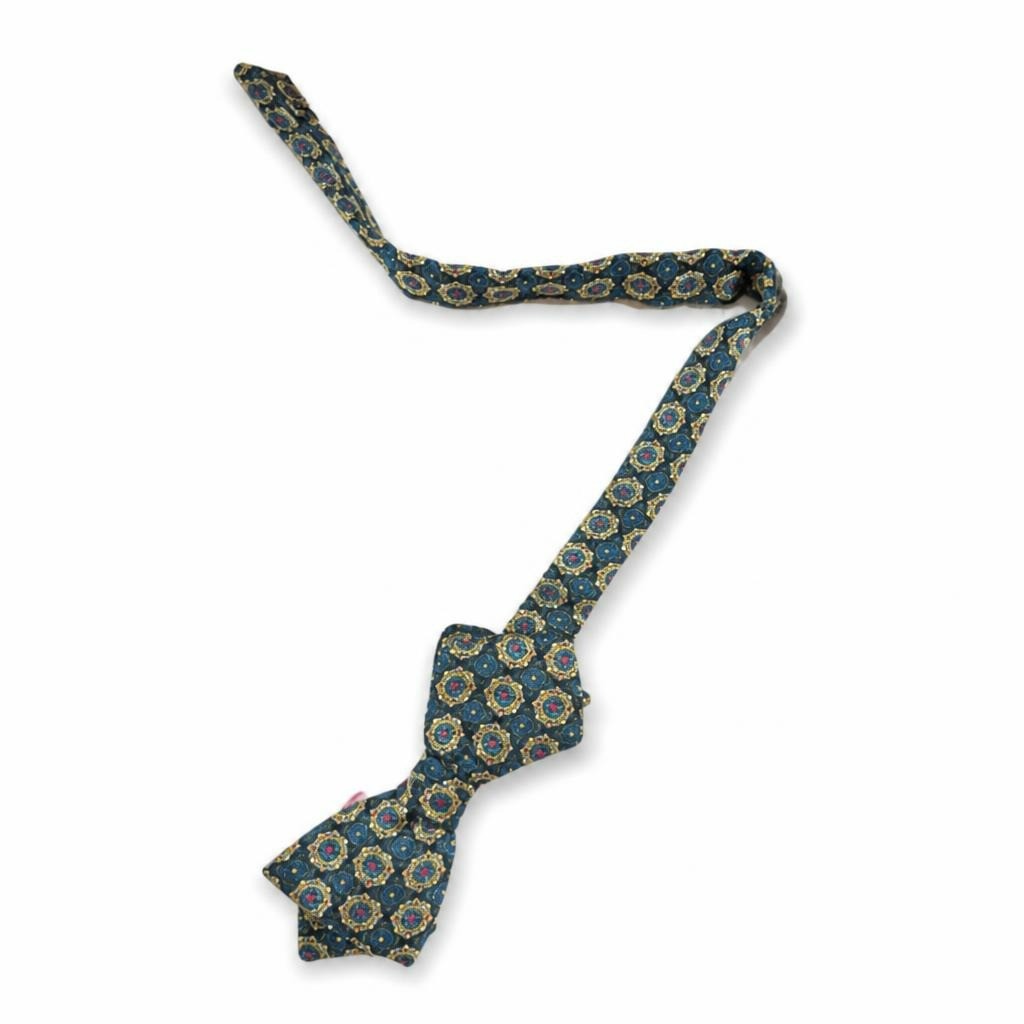 Teal Floral Medallion Self-tie Bow Tie - pre-loved at Why Go Less, Lebanon