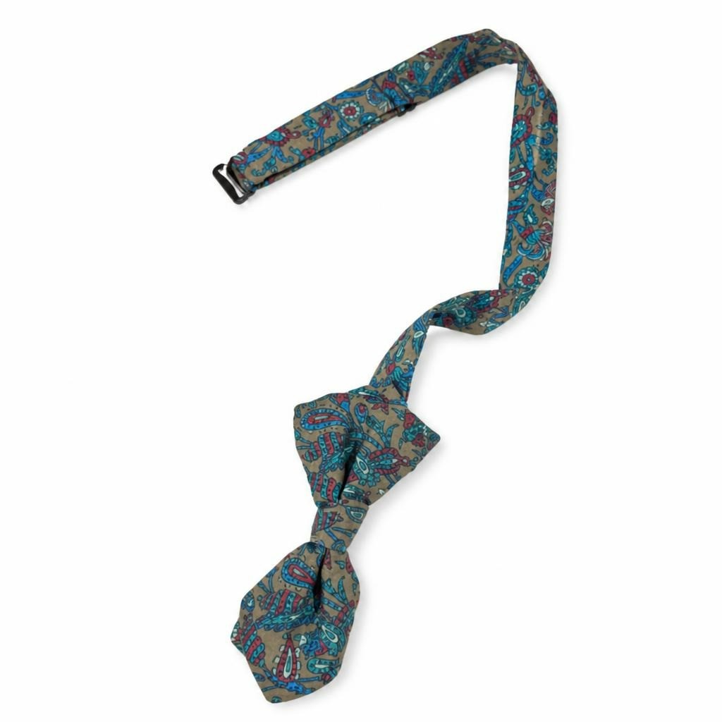 Tan Paisley Self-tie Bow Tie with Adjuster - pre-loved at Why Go Less, Lebanon