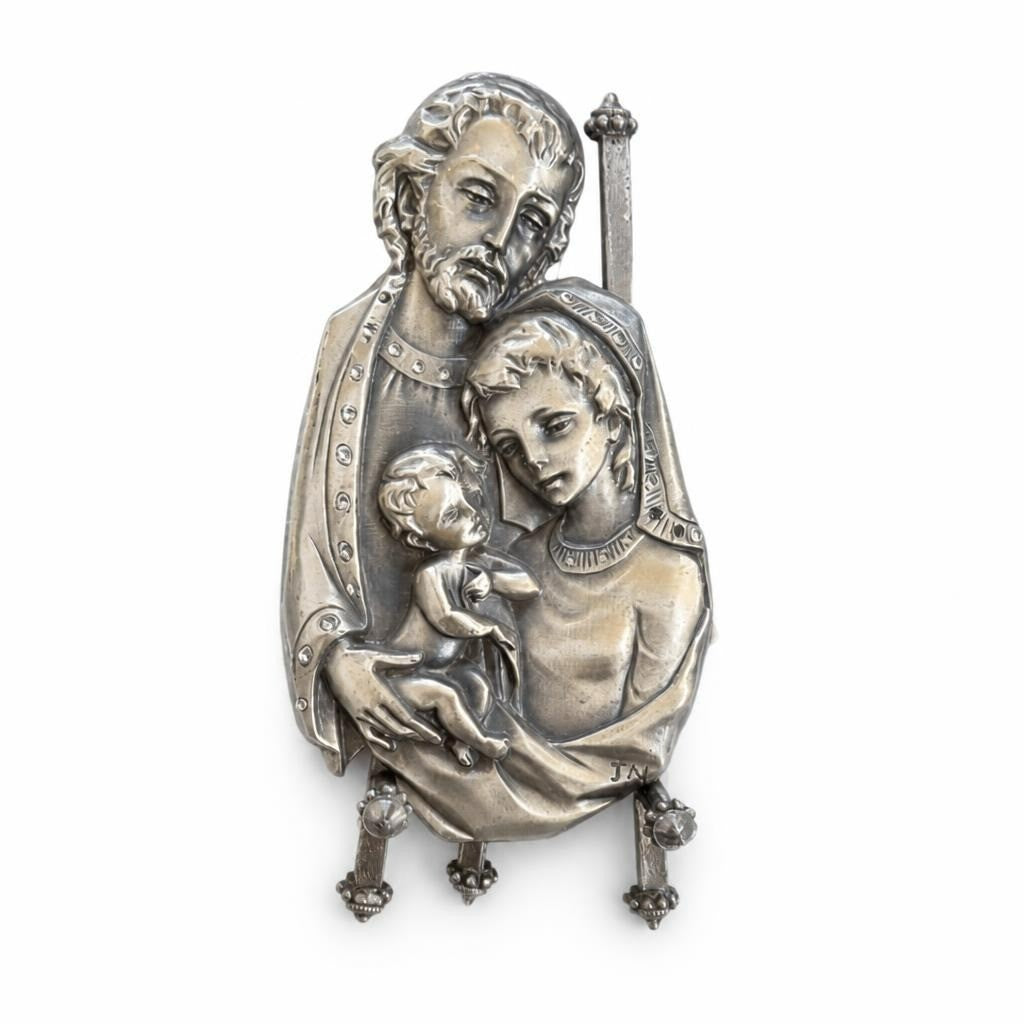 Holy Family Silver-tone Metal Relief Plaque - pre-loved at Why Go Less, Lebanon