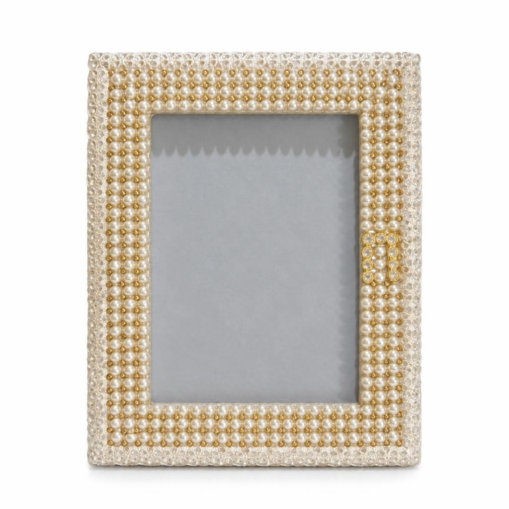 Pearl & Gold Beaded Photo Frame Decorative - pre-loved at Why Go Less, Lebanon
