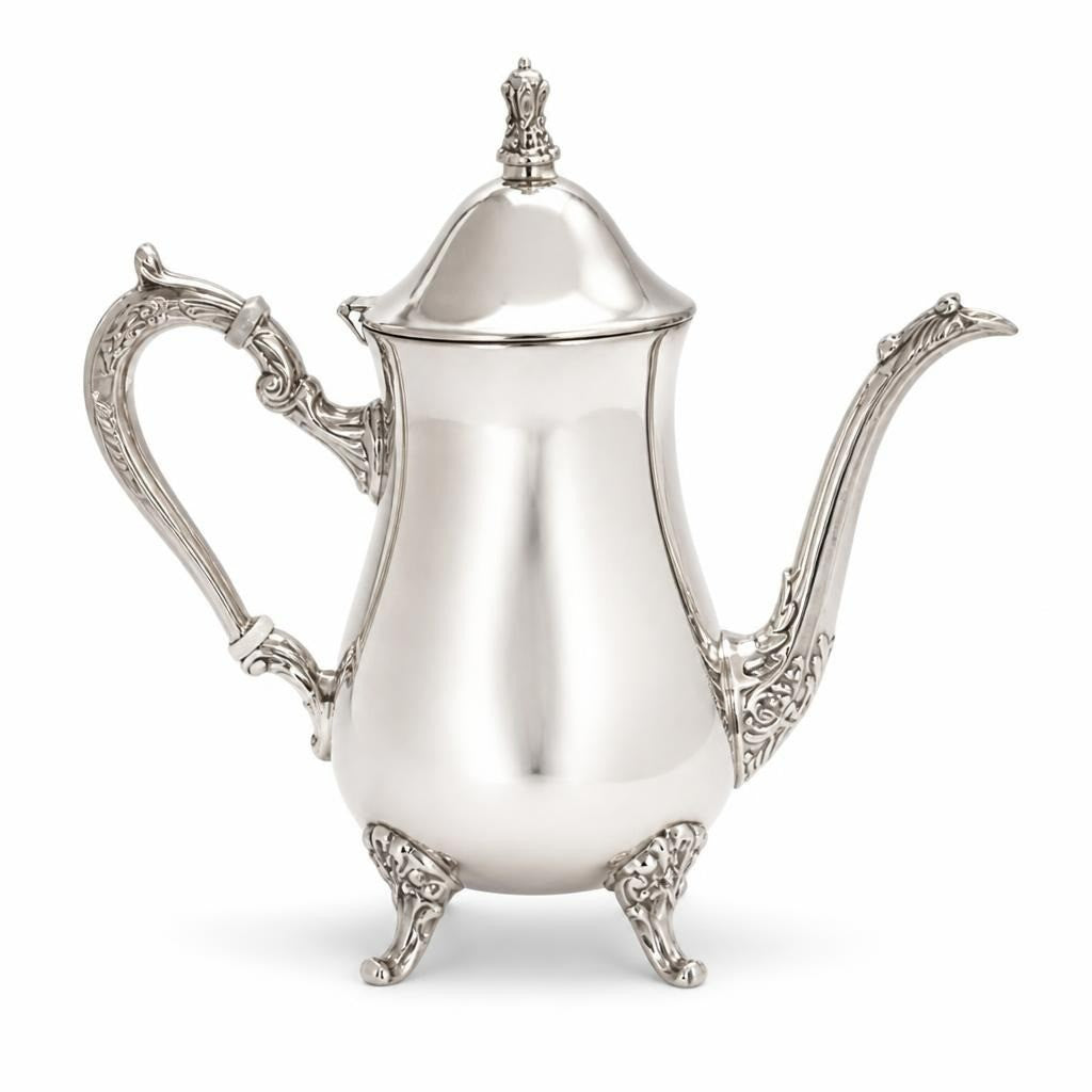 Silver-plate Ornate Footed Teapot Vintage - pre-loved at Why Go Less, Lebanon