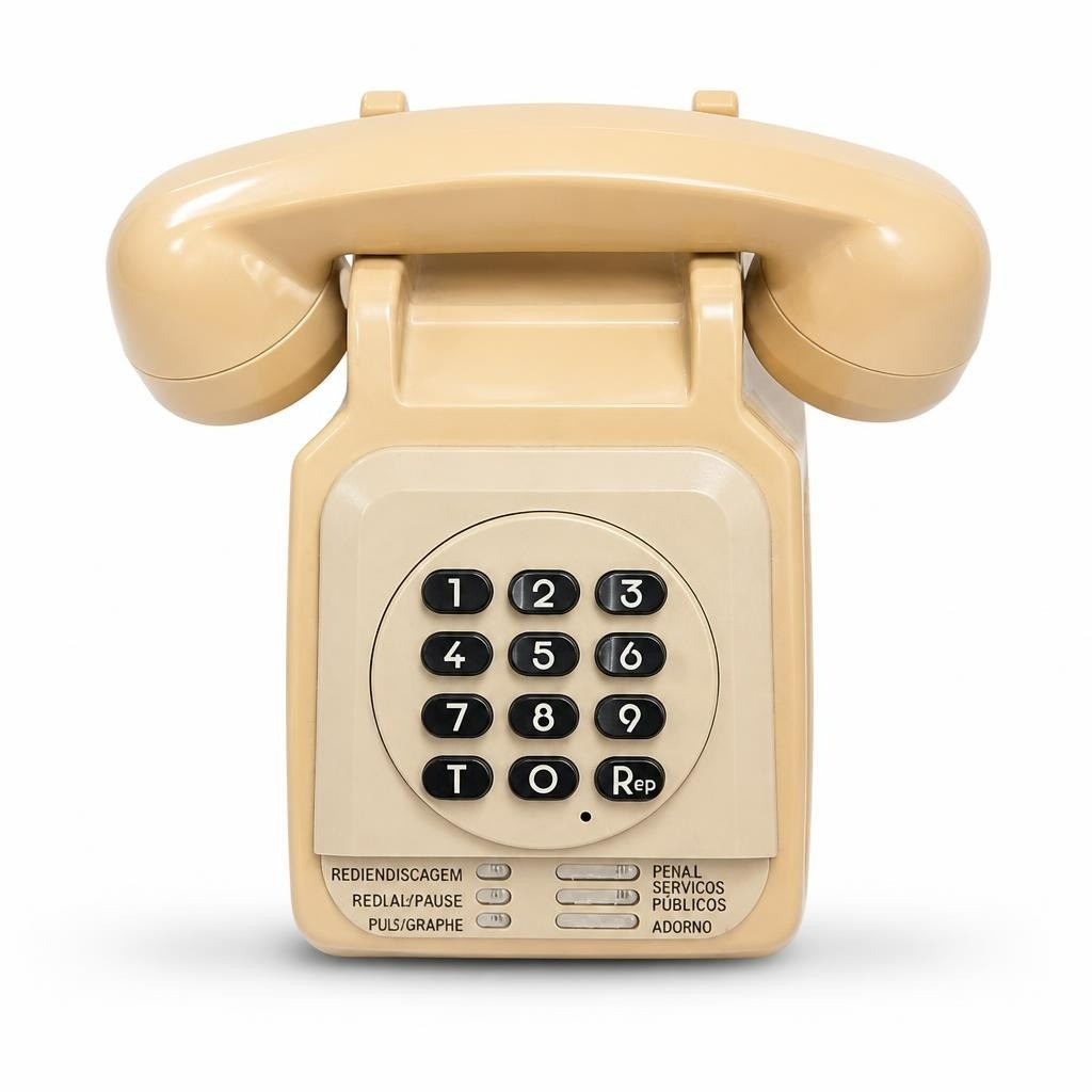 Vintage French Push-button Desk Telephone, Beige - pre-loved at Why Go Less, Lebanon