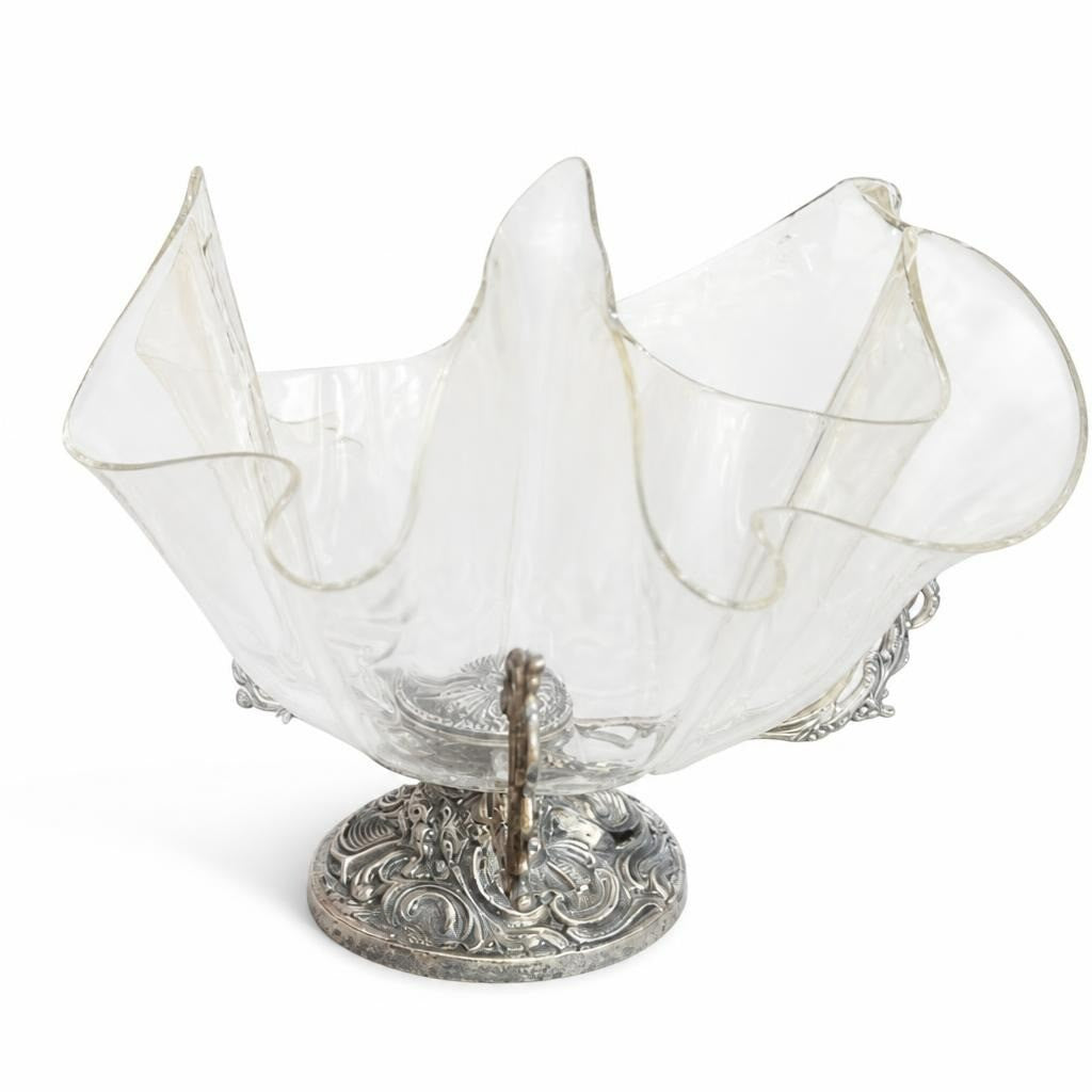 Glass & Silver-plated Ornate Pedestal Vase/bowl - pre-loved at Why Go Less, Lebanon