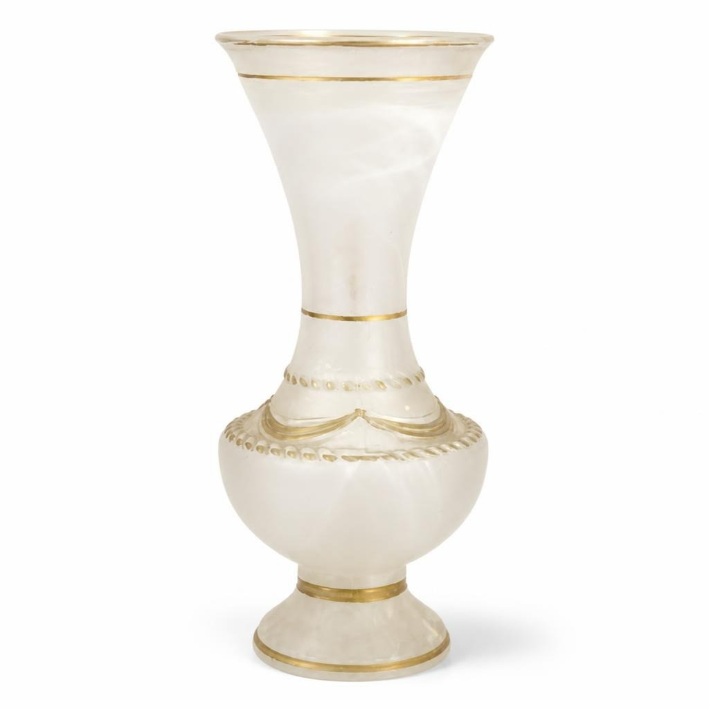 Alabaster Gold Trim Classic Vase Urn Shape - pre-loved at Why Go Less, Lebanon