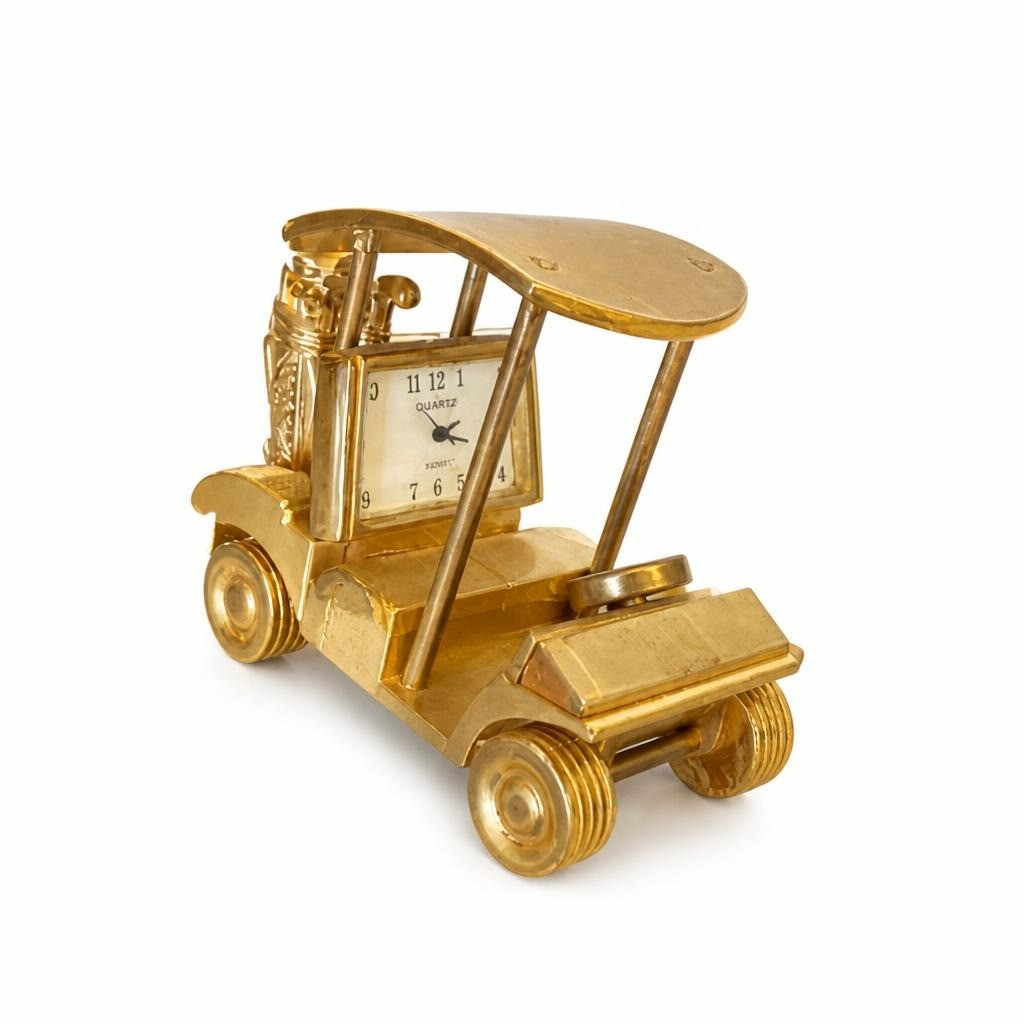 Miniature Golf Cart Clock, Gold-tone Novelty - pre-loved at Why Go Less, Lebanon