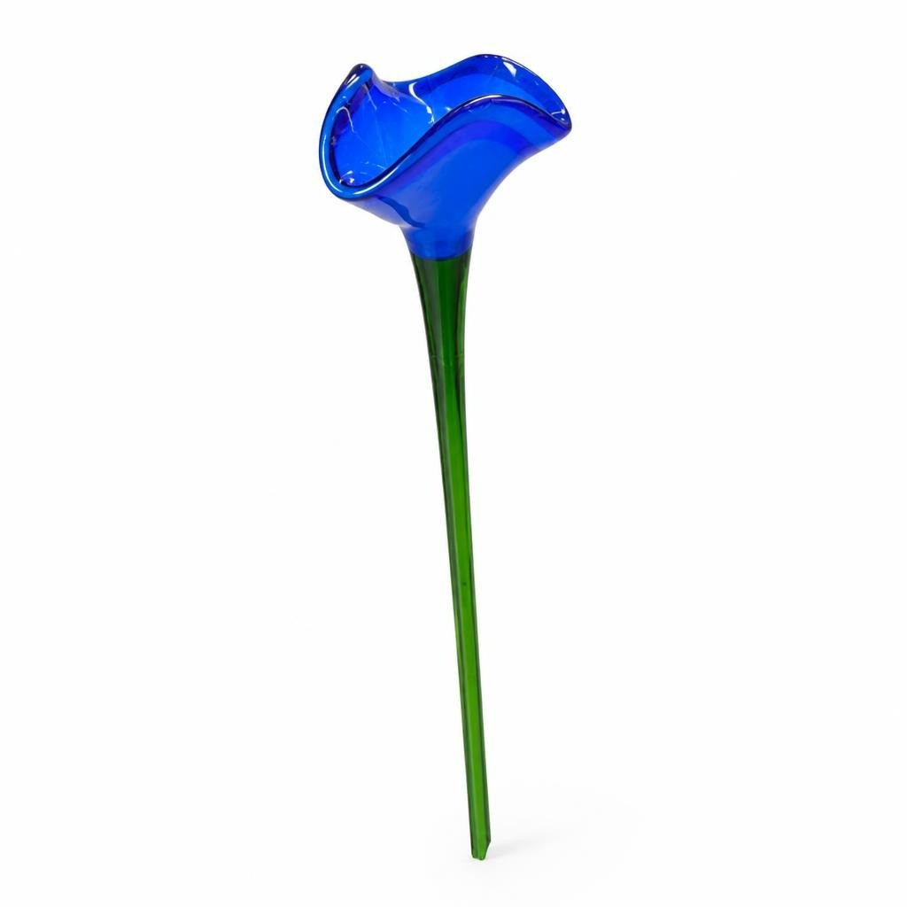 Handblown Glass Calla Lily Flower, Blue & Green - pre-loved at Why Go Less, Lebanon