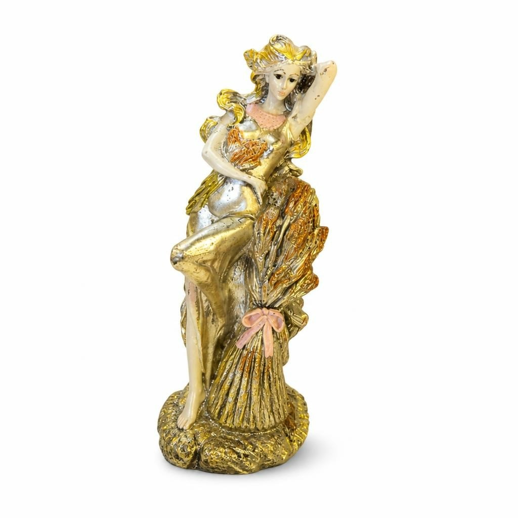 Gold Figurine Statue, Seated Lady, Ornate Baroque Style - pre-loved at Why Go Less, Lebanon