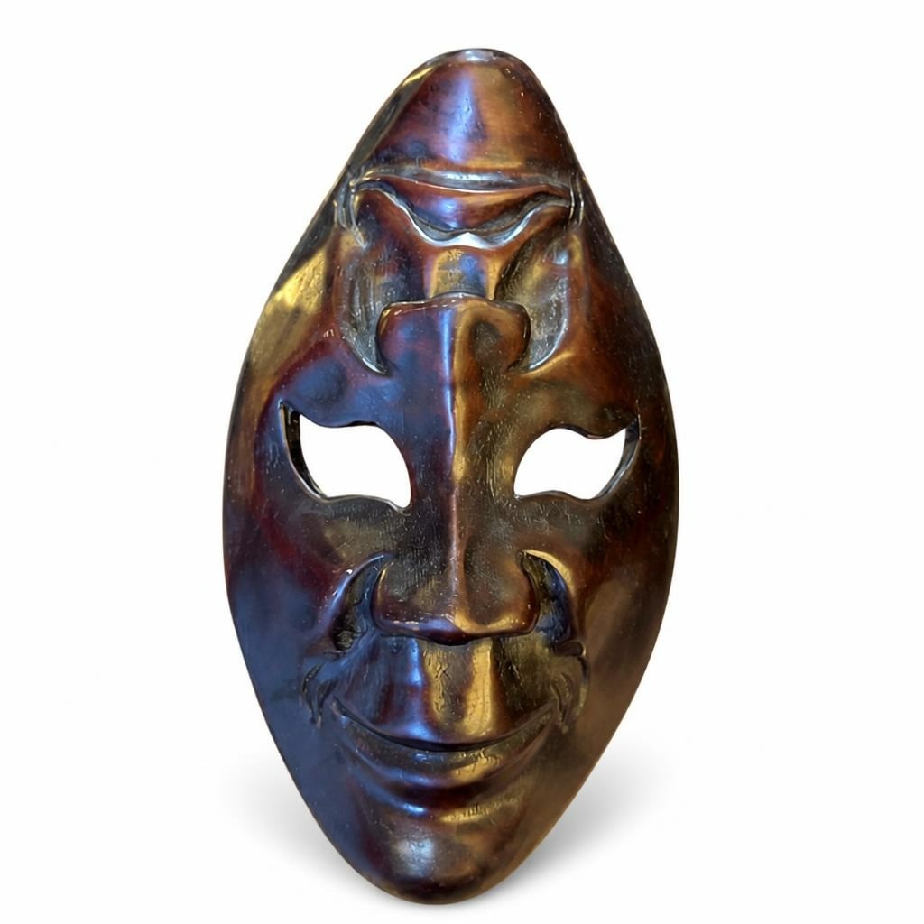 Dark Brown Decorative Face Mask, Theatrical Wall Art - pre-loved at Why Go Less, Lebanon