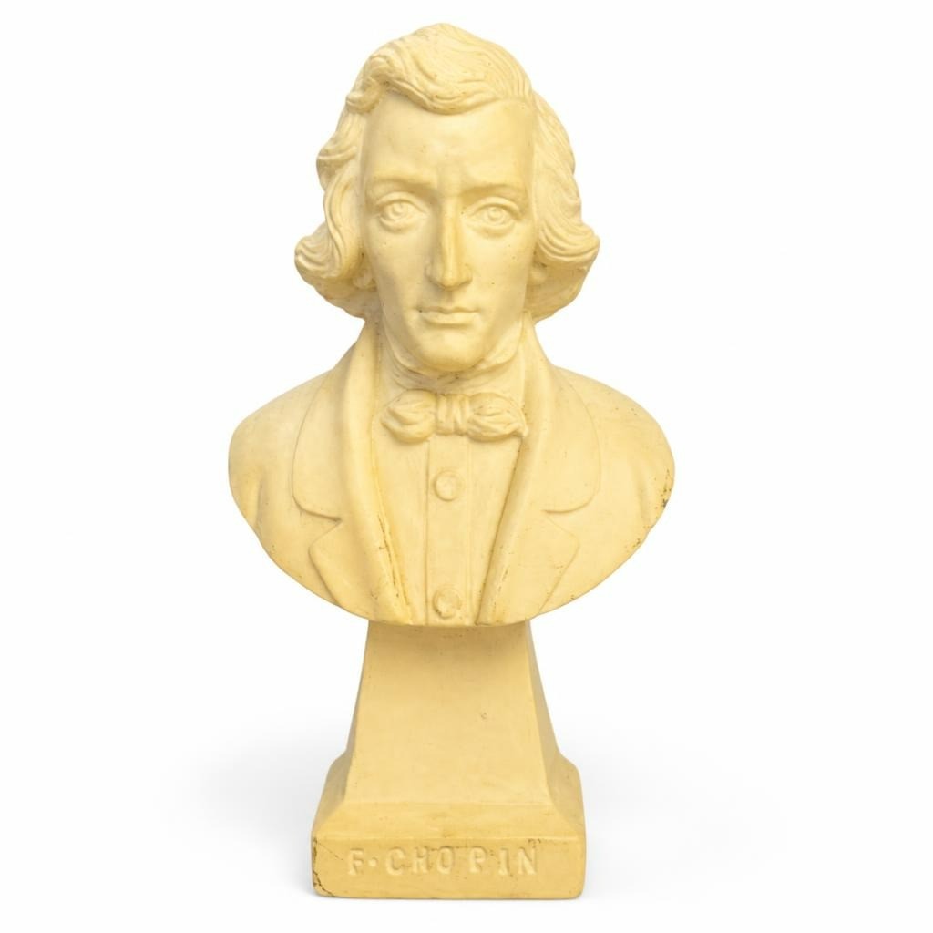 F. Chopin Composer Bust Sculpture, Cream Plaster - pre-loved at Why Go Less, Lebanon