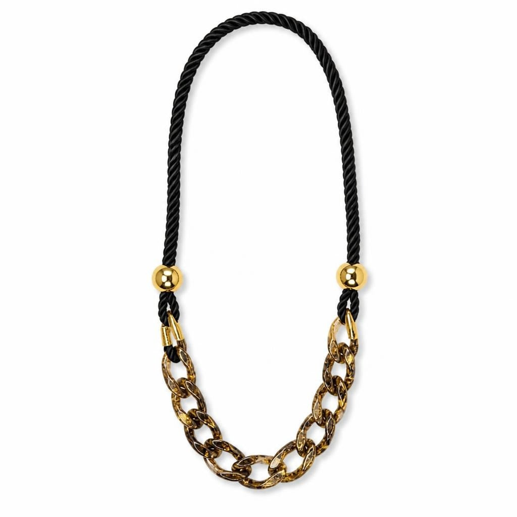 Black & Gold Chain Link Rope Necklace - pre-loved at Why Go Less, Lebanon