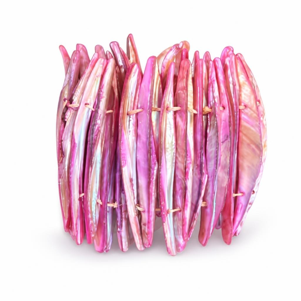 Pink Mother-of-pearl Shell Stretch Bracelet - pre-loved at Why Go Less, Lebanon