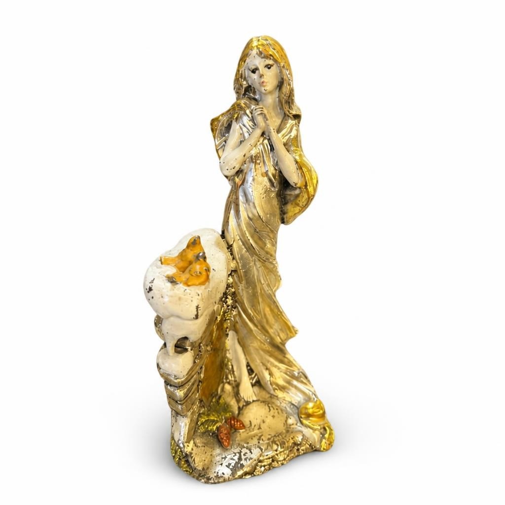 Gold Resin Praying Angel Figurine - pre-loved at Why Go Less, Lebanon