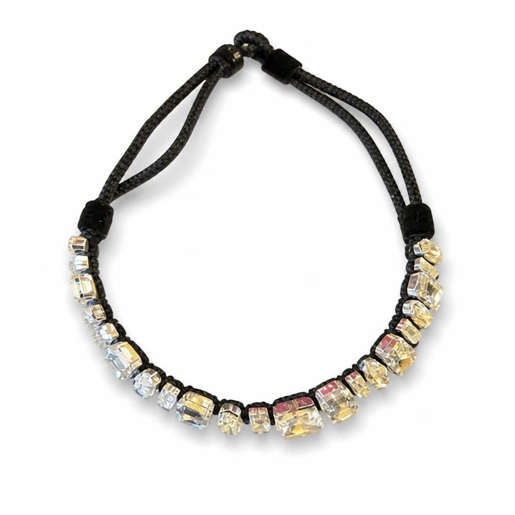 Black Cord Crystal Baguette Choker Necklace - pre-loved at Why Go Less, Lebanon