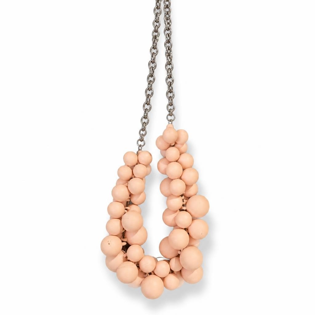 Peach Matte Ball Bead Double-strand Necklace - pre-loved at Why Go Less, Lebanon