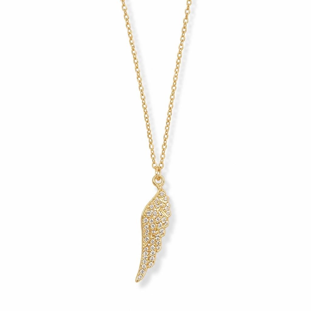 Gold Angel Wing Crystal Pendant Necklace - pre-loved at Why Go Less, Lebanon
