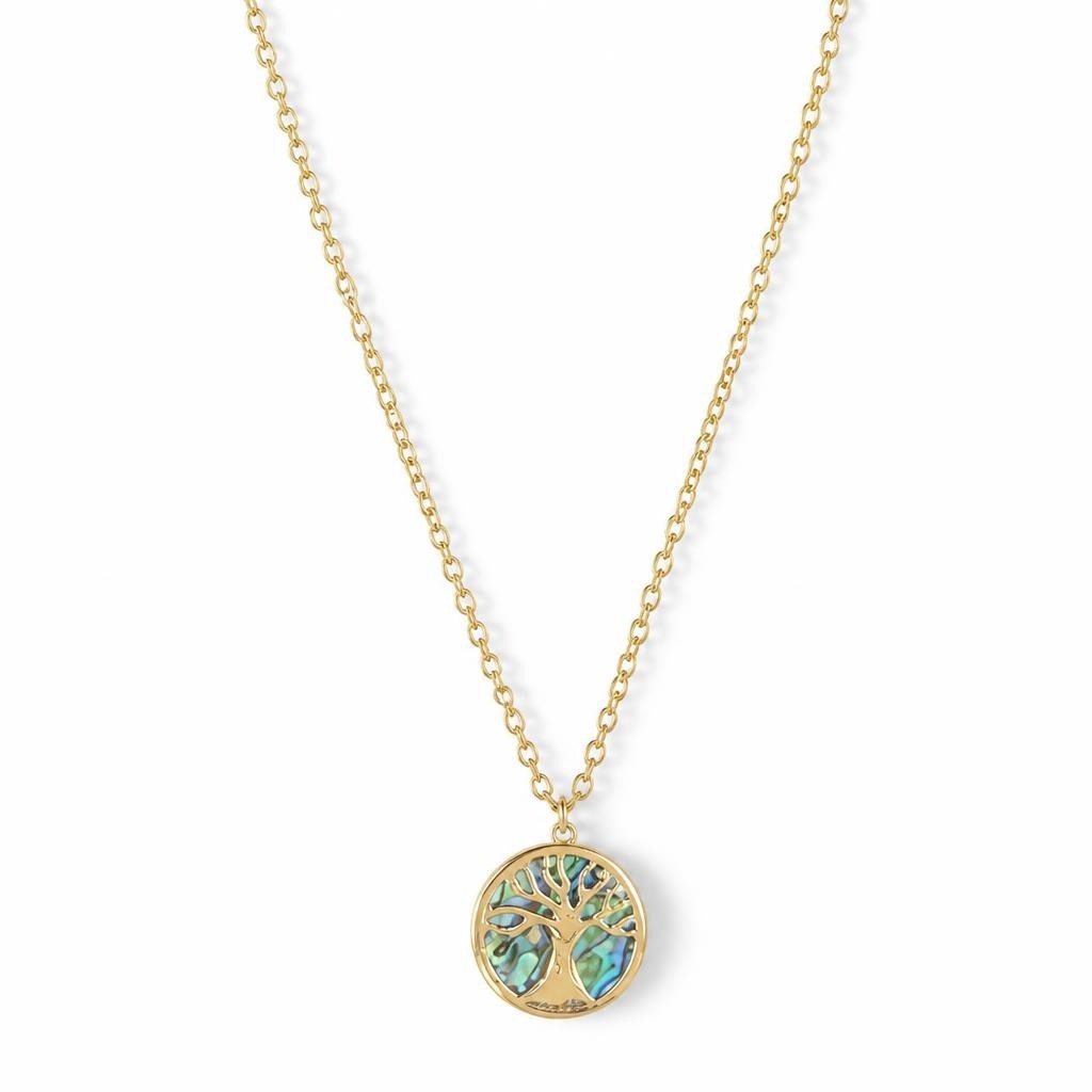 Tree of Life Abalone Shell Pendant Necklace - pre-loved at Why Go Less, Lebanon