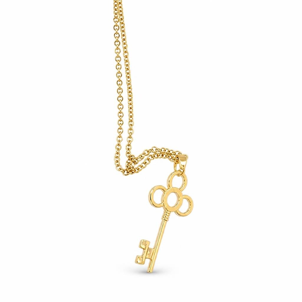 Vintage-style Gold Skeleton Key Pendant Necklace - pre-loved at Why Go Less, Lebanon
