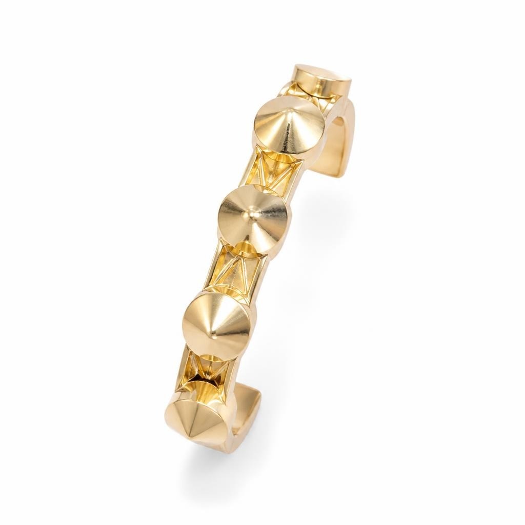 Gold-tone Studded Rigid Bangle Bracelet - pre-loved at Why Go Less, Lebanon