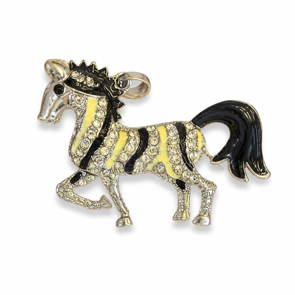 Rhinestone Zebra Horse Brooch Pendant Silver - pre-loved at Why Go Less, Lebanon