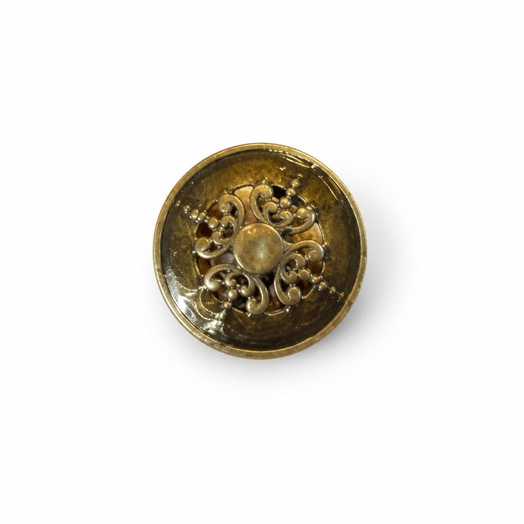 Large Ornate Dome Cocktail Ring Antique Gold Tone - pre-loved at Why Go Less, Lebanon