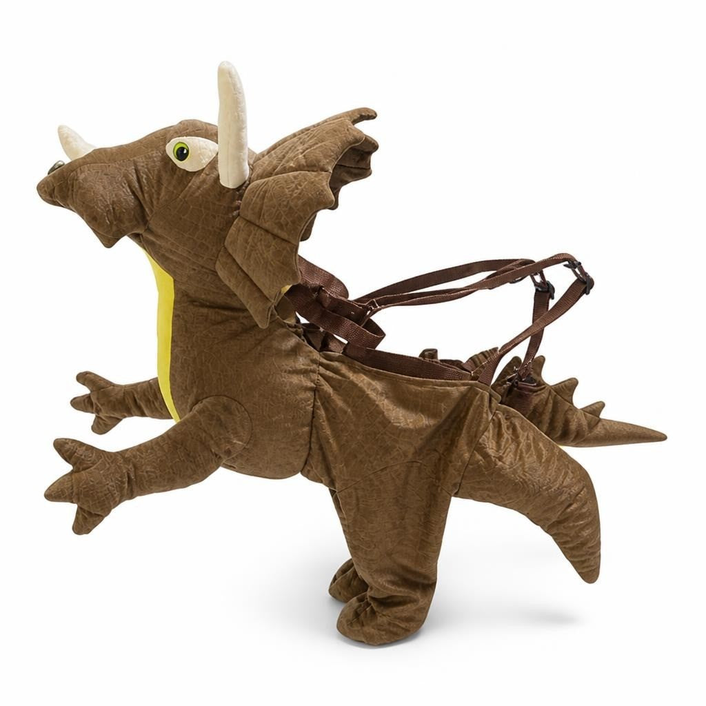 Triceratops Dinosaur Ride-on Costume Brown - pre-loved at Why Go Less, Lebanon