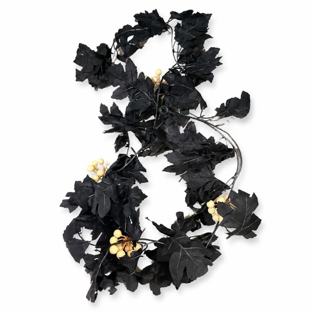 Black Artificial Leaf Berry Garland Halloween - pre-loved at Why Go Less, Lebanon