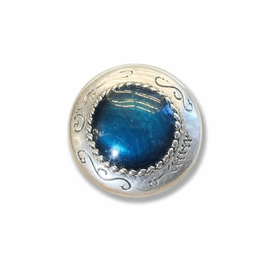Silver-tone Statement Ring with Deep Blue Cabochon Stone - pre-loved at Why Go Less, Lebanon