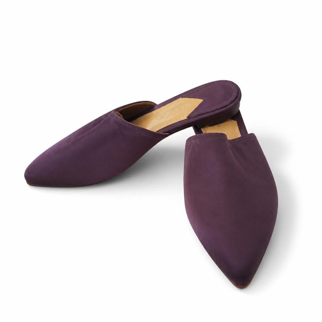 Marphy Tina Purple Suede Pointed-toe Mules - pre-loved at Why Go Less, Lebanon