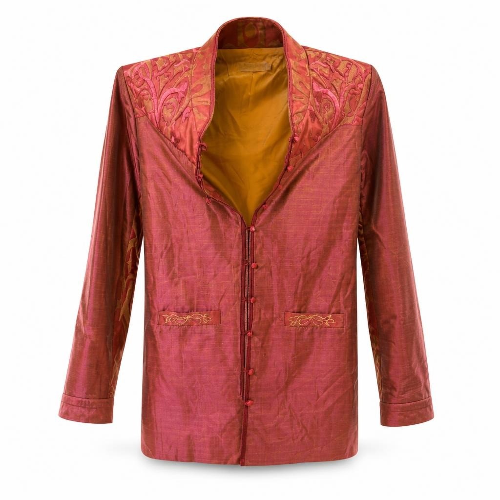 Nadia Comi Burgundy Embroidered Silk Shirt - pre-loved at Why Go Less, Lebanon