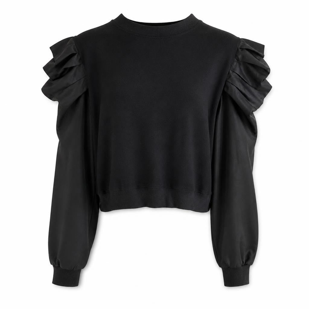 Black Ribbed Crewneck Knit Sweater - pre-loved at Why Go Less, Lebanon