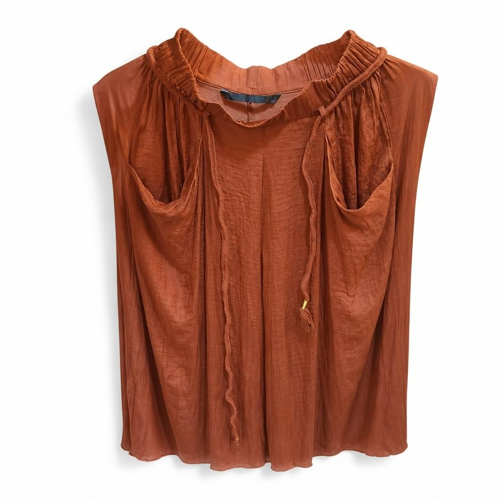 Rust Orange Drawstring Wide-leg Trousers - pre-loved at Why Go Less, Lebanon