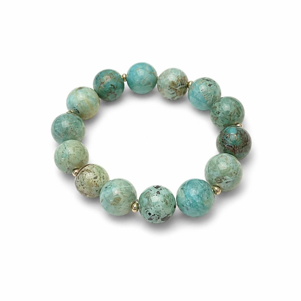 African Turquoise Large Bead Stretch Bracelet - pre-loved at Why Go Less, Lebanon