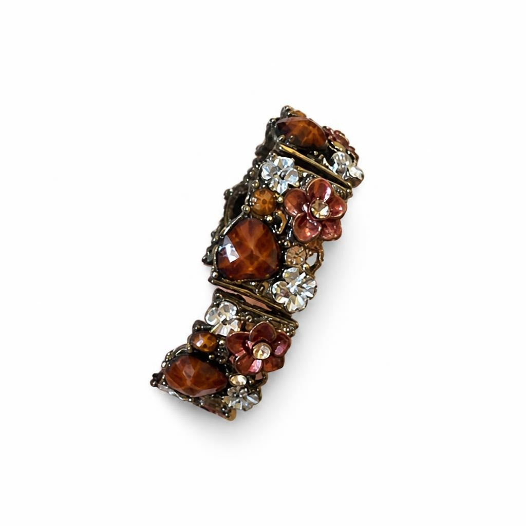 Amber Crystal Floral Rhinestone Cuff Bracelet - pre-loved at Why Go Less, Lebanon