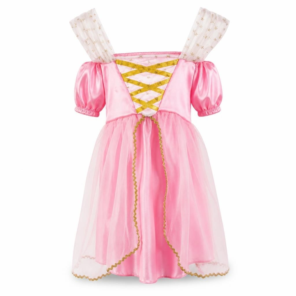Pink Princess Dress, Gold Lace-up Bodice, Tulle Skirt - pre-loved at Why Go Less, Lebanon
