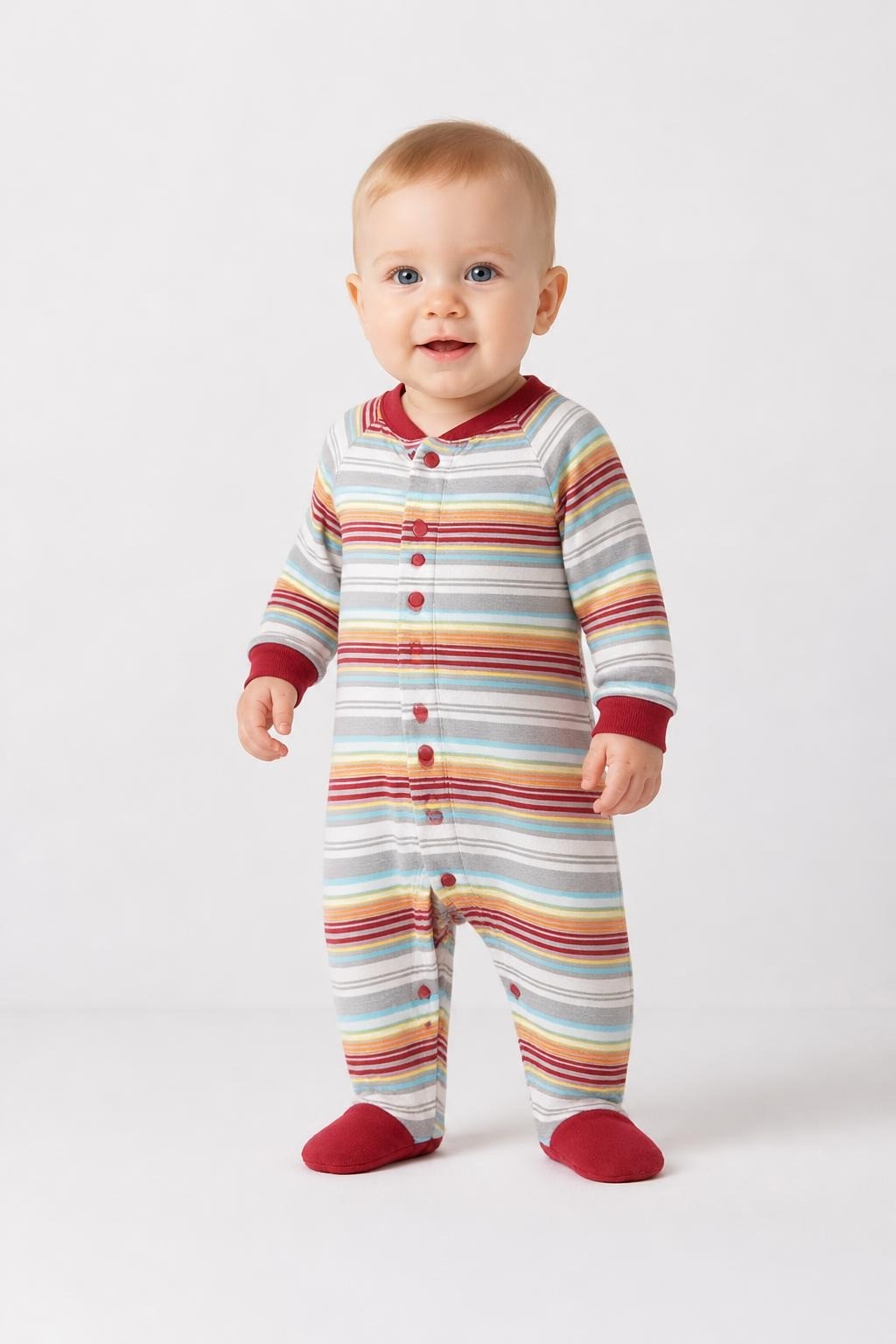 Fisher-price Striped Baby Romper/footie Multicolor - pre-loved at Why Go Less, Lebanon