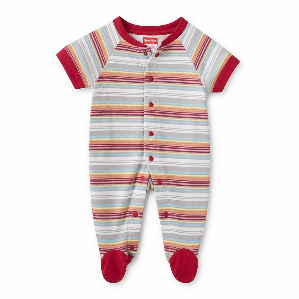 Fisher-price Striped Baby Romper/footie Multicolor - pre-loved at Why Go Less, Lebanon