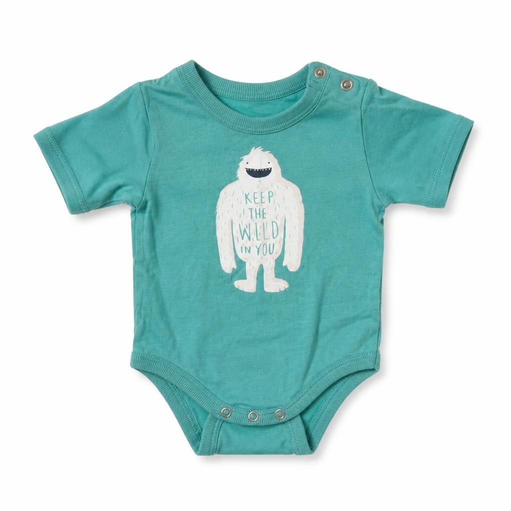 Teal Long-sleeve Baby Bodysuit Yeti Graphic - pre-loved at Why Go Less, Lebanon