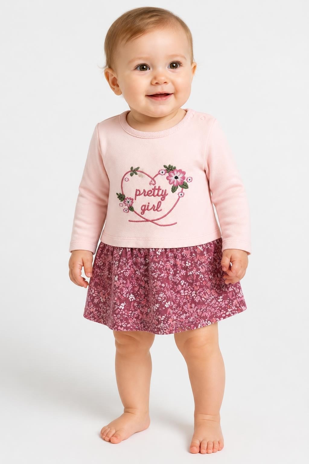 Baby Girl Pink Pretty Girl Floral Dress Bodysuit NWT - pre-loved at Why Go Less, Lebanon