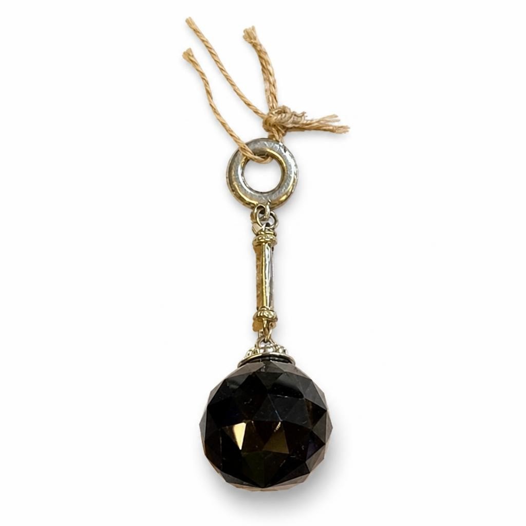 Black Faceted Crystal Ball Pendant Charm - pre-loved at Why Go Less, Lebanon