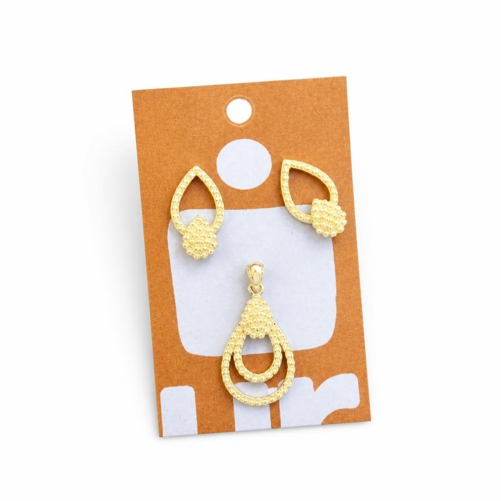Gold Beaded Teardrop Earring & Pendant Set - pre-loved at Why Go Less, Lebanon