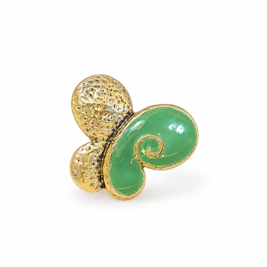 Gold-tone Jade Green Butterfly Brooch Pin - pre-loved at Why Go Less, Lebanon